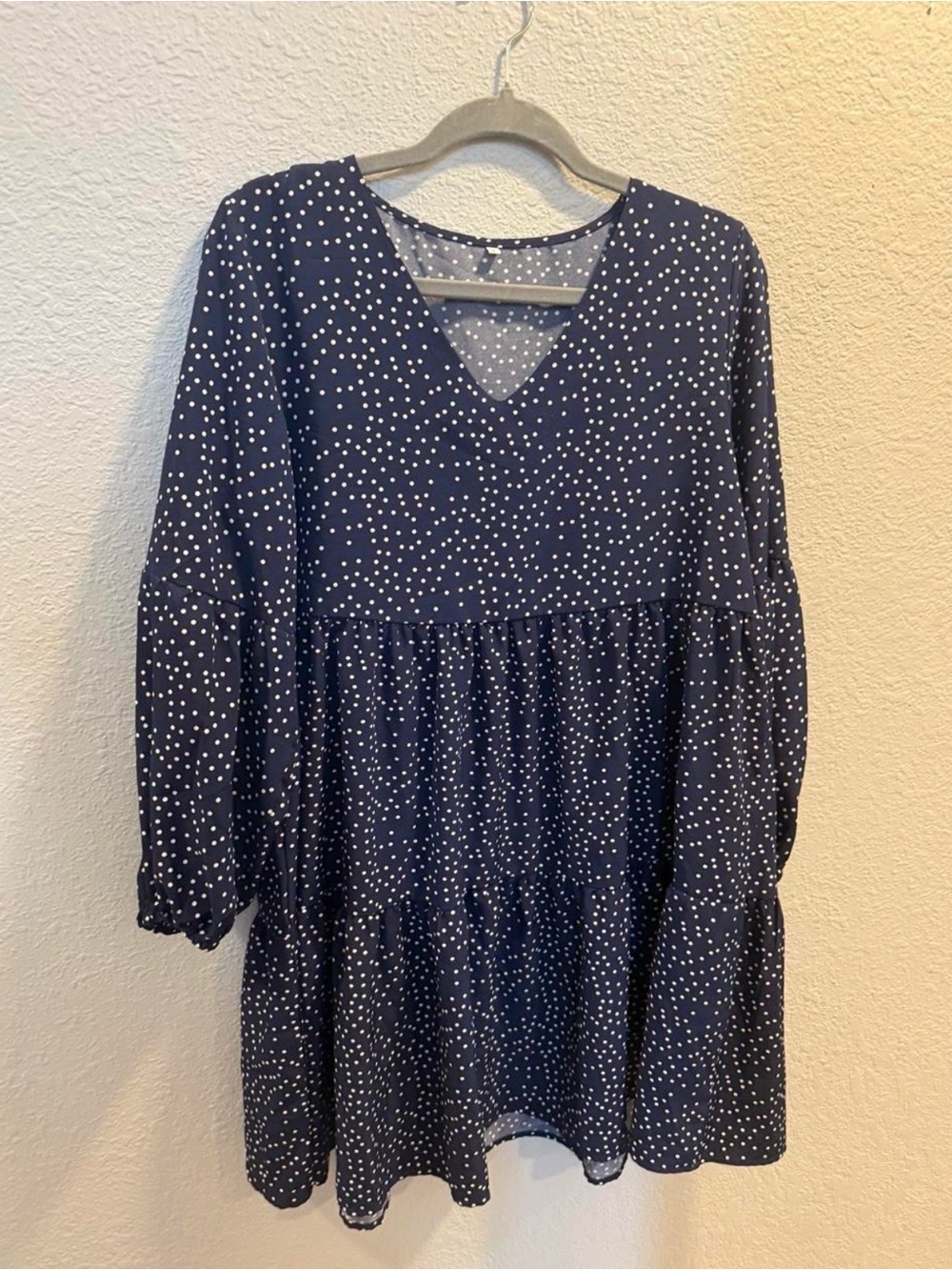Amazon V-Neck Navy Polka Dot Dress